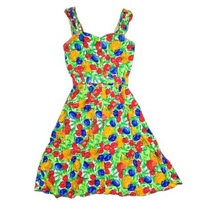 Vintage Candy Floss Fruits Print Pin Up Rockabilly Dress Kawaii Kitsch 50's XS/S